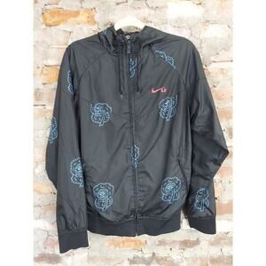 Nike Black Performance Jacket with Blue Floral‎ Accents